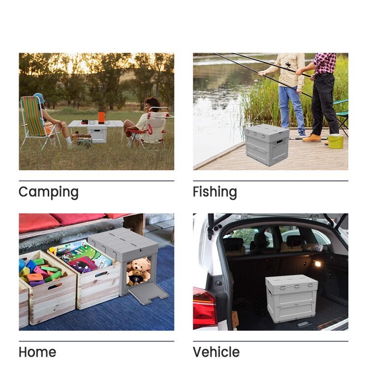 Folding Storage Camping Box with Table, 3 in 1 Lightweight Camp Storage Box