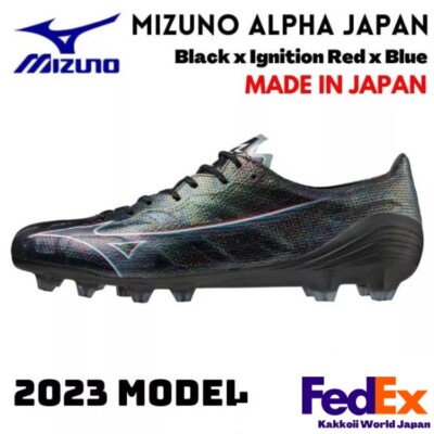 MIZUNO Soccer Cleats Mizuno Alpha JAPAN P1GA2360 01 Black x Ignition Red x Blue