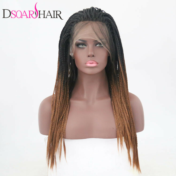 Long Straight Twist Braids Wigs Synthetic Hair Braided Lace Front
