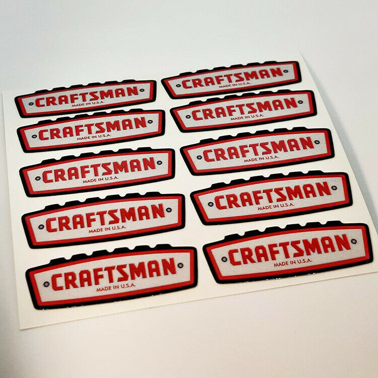1 3/4" x 5/8" 1960's CRAFTSMAN TOOLS x 10 Vintage Style DECAL, Vinyl STICKER