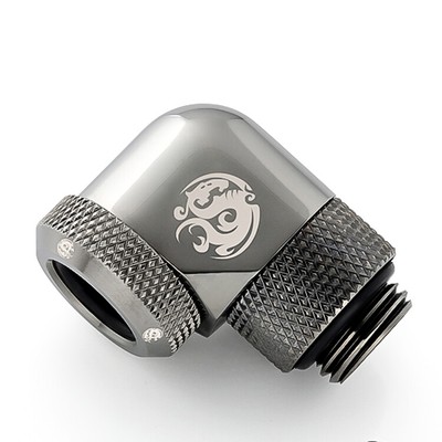 Bitspower G1/4'' Enh Multi-Link Fitting, 12mm OD, 90 Degree Rotary, Black Sparkle