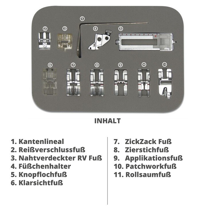 Füßchenset 11teilig für Pfaff IDT