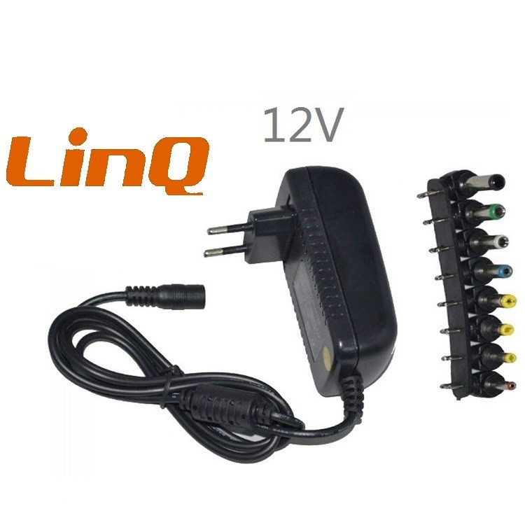 Alimentatore Universale 12v Ac 100-240v Dc 12v 1500 Ma/8 Adattatori Linq T-128p