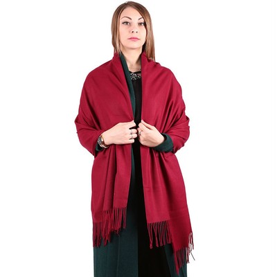 Ladyes Pashmina Solid Scarf Wine Red Women39s Tassel Shawl Wrap Scarves US Stock