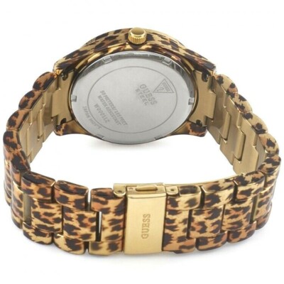 Pre-owned Guess Leopard Analogue Quartz Ladies Watch W0001l2