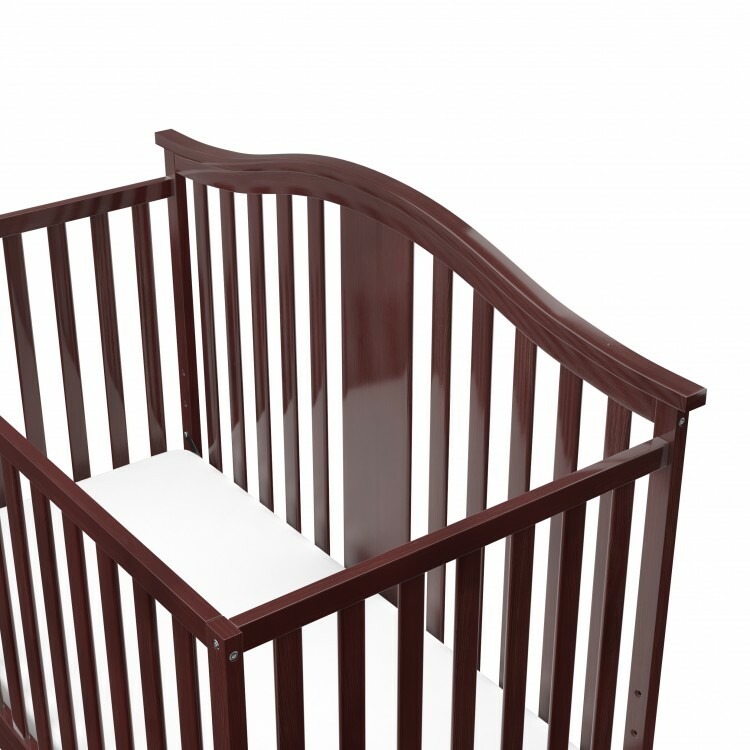 4 in 1 Baby Crib with Mattress Convertible For Nursery Bedroom, Espresso
