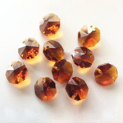 100 dark brown Crystal Chandelier Lamp Part Octagons Octagonal Beads Prism 14MM