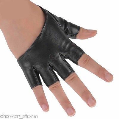 Sexy Women Half Finger PU Leather Gloves Fingerless Driving Show Gloves Palm