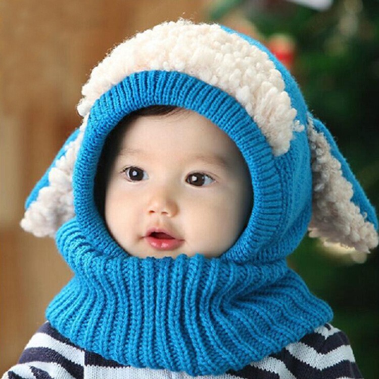 Winter Kids Cute Baby Toddler Beanie Hat Hooded Scarf Earflap Knitted Cap Warm