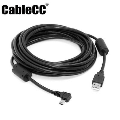 Cablecc Mini USB 5pin Male Right Angled 90 Degree to USB Male Data Cable 5m 16ft