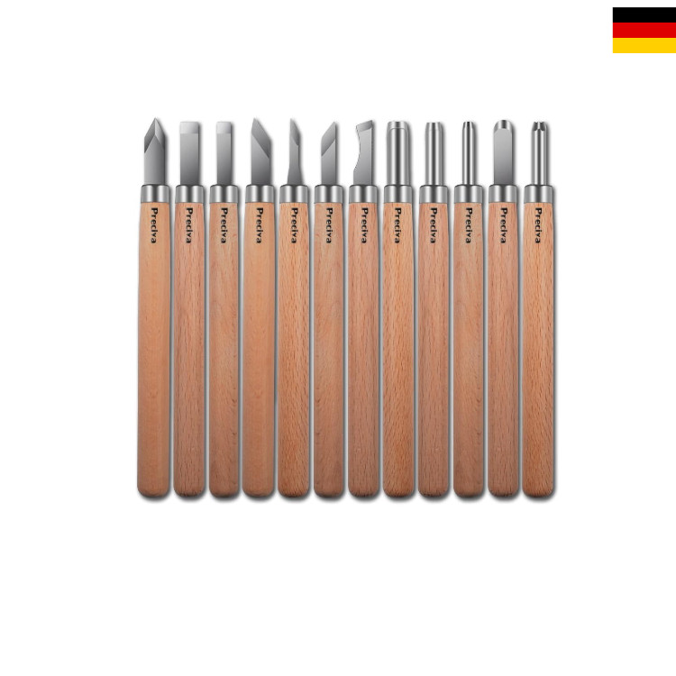 Holzschliff-Set Premium Mit 12 Hochwertigen Schnitzmessern FÃ¼R MeiÃEl Und Hol...
