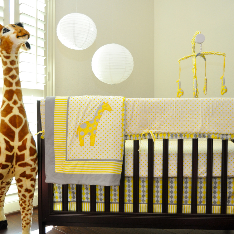Pam Grace Creations 10pc Crib Bedding Set Simply Argyle Giraffe Yellow NEW Baby