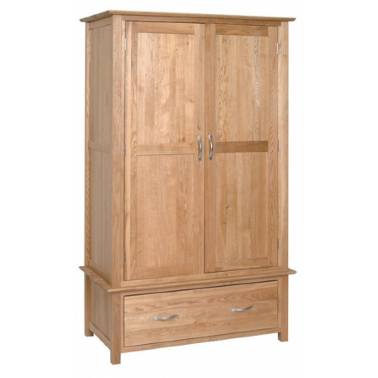 Details About Norton Oak Furniture 2 Door Double Wooden Wardrobe Bedroom Storage With Drawer