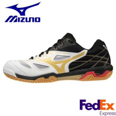 Mizuno Badminton Shoes WAVE FANG NX White / Gold 71GA2050 50 Unisex WIDE Model