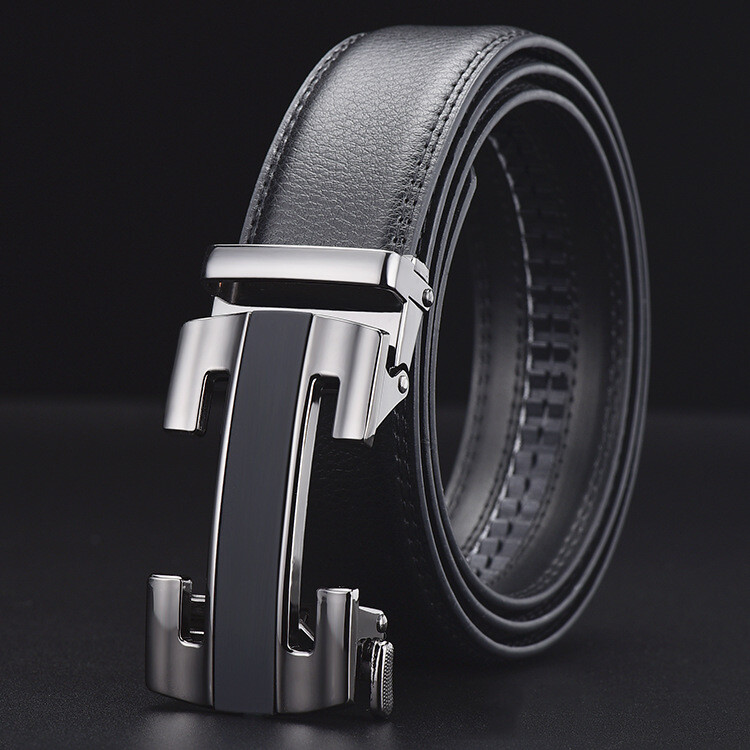 Genuine Leather Mens Automatic Buckle Belts Fashion Waist
