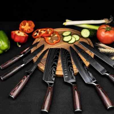 Seido Knives Japanese Master Chef Knife Set, 8-Piece Knife Vegetable Slicer