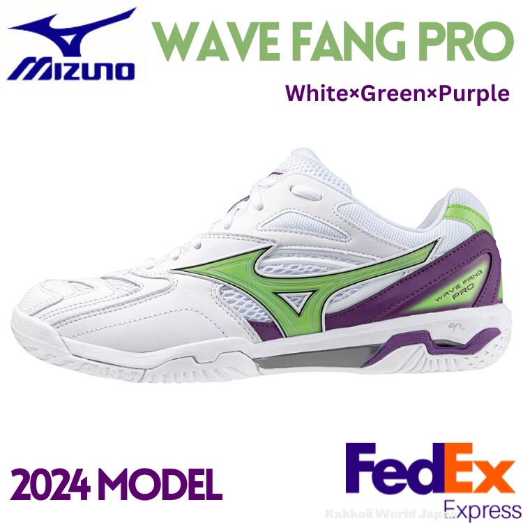 Mizuno Badminton Shoes WAVE FANG PRO White/Green/Purple