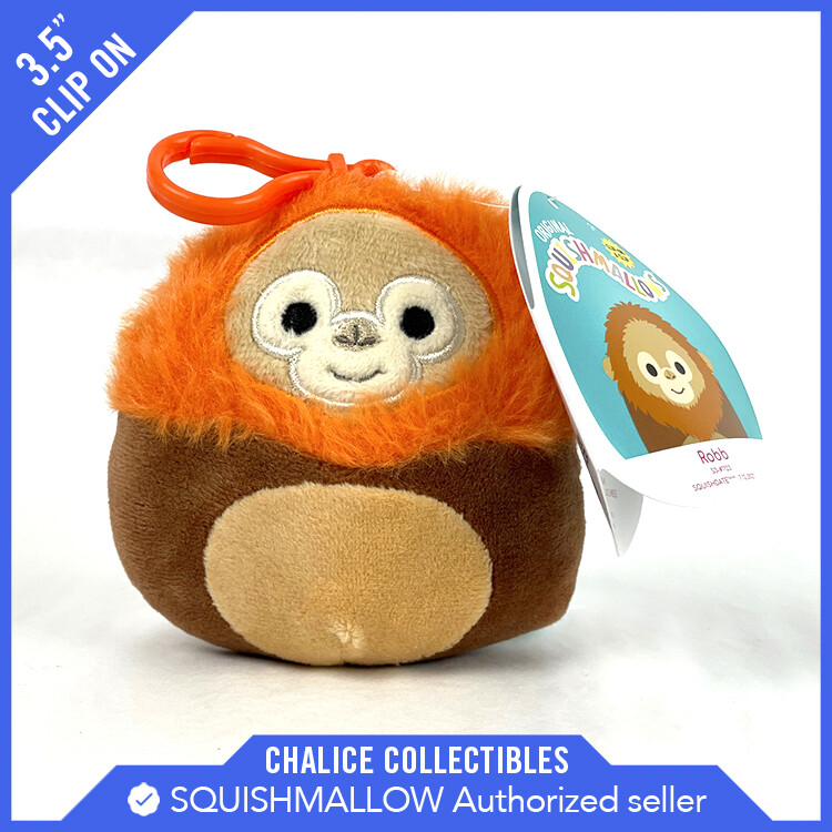 Squishmallow Kellytoy Plush Robb the Orangutan Clip On Keychain 3.5
