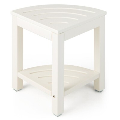Corner Shower Bench Stool Space-Saving 330 LBS Storage Shelf Shaving Legs Stool