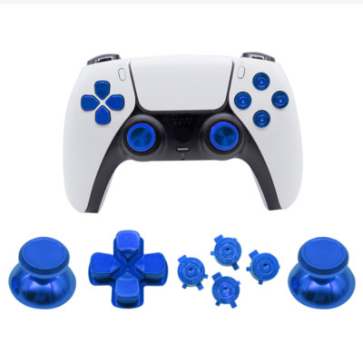 PS5 BLUE Metal Custom Replacement Thumb Sticks D pad ABXY Buttons Kits