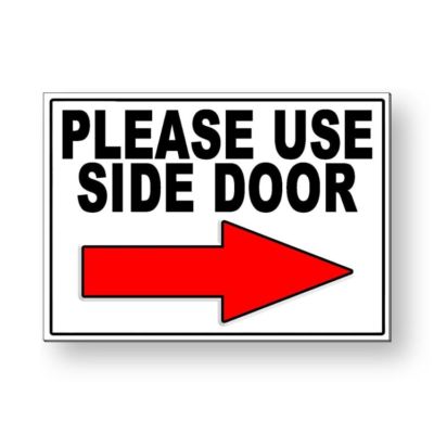 Deliver All Packages To Garage Door Arrow Right Sign Metal
