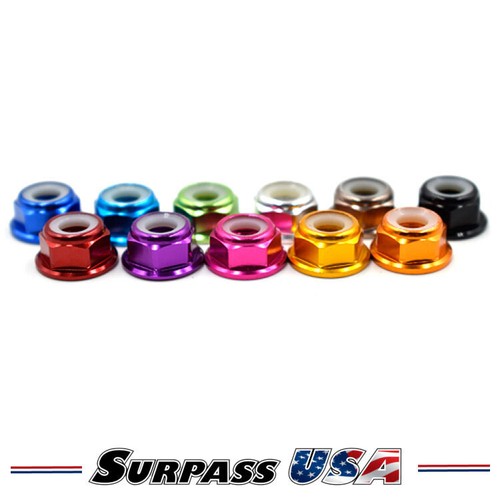 Surpass USA 4mm (M4) Serrated Flanged Aluminum Nylon Lock Nut (10pcs)