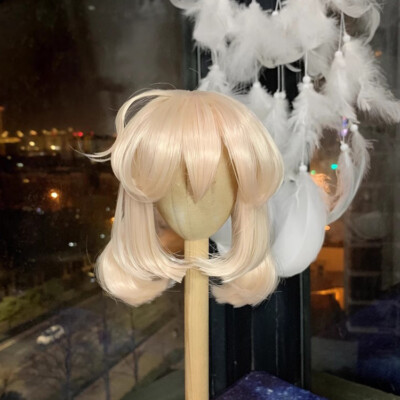 8-9'' 1/3 1/4 BJD Short Curly Creamy Gold Wig For LUTS Doll SD DZ DOD MSD Hair