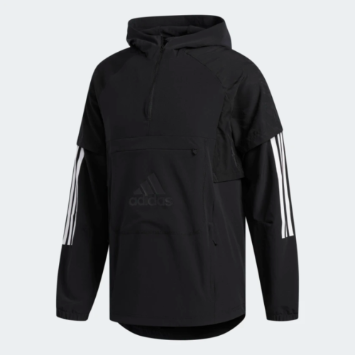 Мужская куртка adidas Athletics Id из тканого материала на молнии 1/2, черная, большая