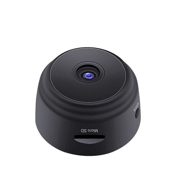Black mini wireless security camera.