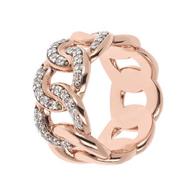 BRONZALLURE BRONZALLURE ALTISSIMA CUBIC ZIRCONIA CHAIN LINK RING