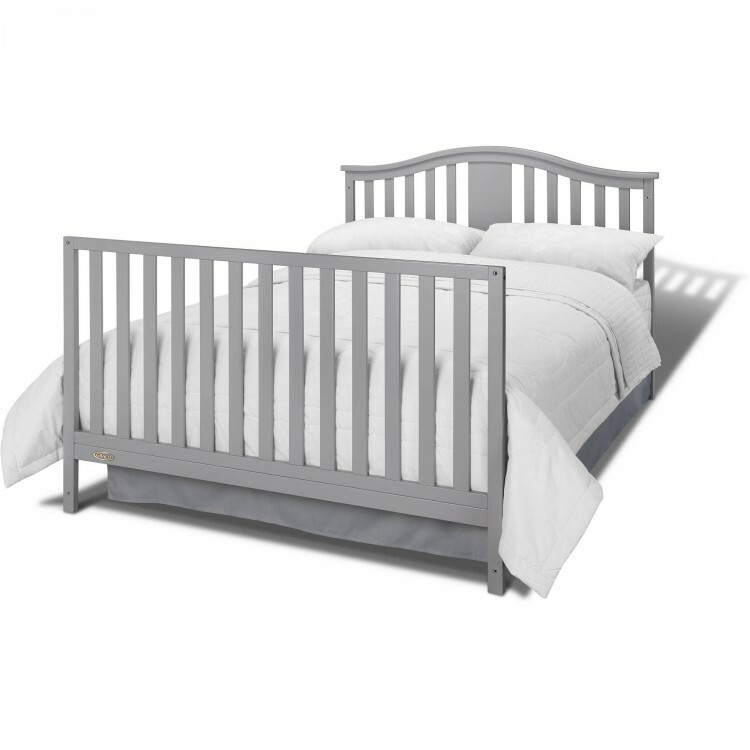 Baby Crib with Drawer Underneath Convertible 4 in 1 To Toddler Bed, Pebble Gray