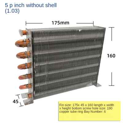 Water-cooled Finned Condenser No Shell Copper Tube Radiator Fins Condensers