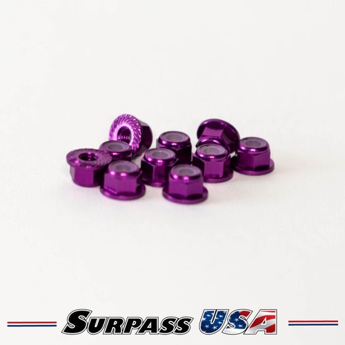 Surpass USA 4mm (M4) Serrated Flanged Aluminum Nylon Lock Nut (10pcs)