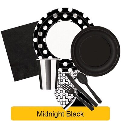 MIDNIGHT BLACK - Party Tableware Disposable Birthday Supplies Event Decorations