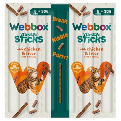 WEBBOX CAT STICKS MIXED FLAVOURS BEEF TURKEY SALMON CHICKEN CAT TREAT SNACK