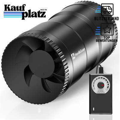 100mm Rohrventilator Abluft 221m³ h Regelbar Schwarz