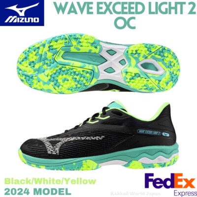 MIZUNO Tennis Shoes  WAVE EXCEED LIGHT 2 OC Black/White/Yellow 61GB2317 46 NEW!!