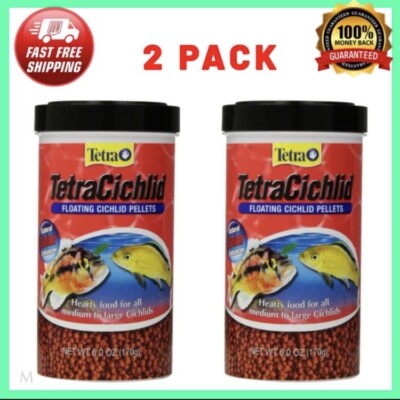 Tetra Cichlid Floating Pellets Fish Food Medium Large Cichlids 6 Ounce 2 Pack