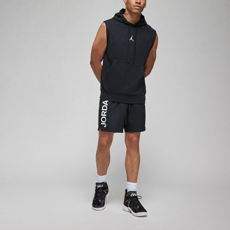 Pre-owned Jordan Sleeveless Breathable Solid Color Pullover Hoodie Vest Dm2822-010 In Black