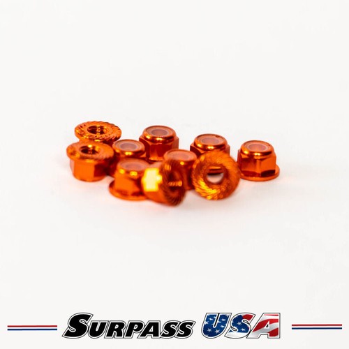 Surpass USA 4mm (M4) Serrated Flanged Aluminum Nylon Lock Nut (10pcs)