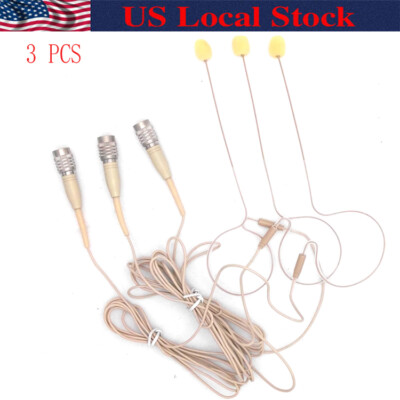 3 pcs Single Headset Microphone For Audio Technica Wireless Mini Hirose 4pin