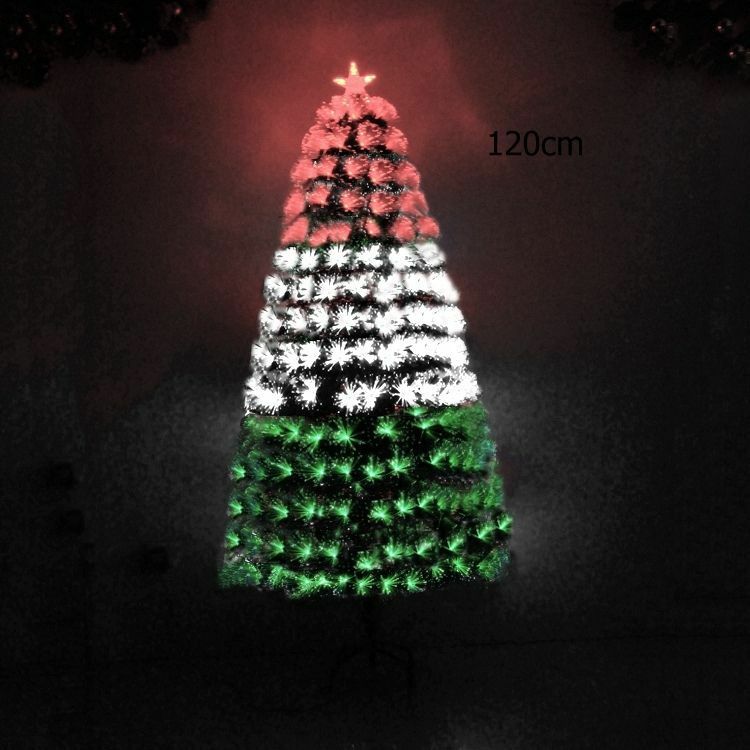 Albero Di Natale 120cm Con Led Fibra Ottica Bianco Rosso Verde Italia bal