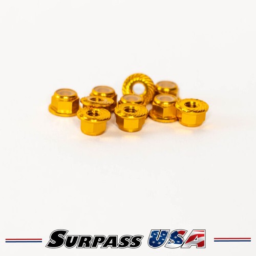 Surpass USA 4mm (M4) Serrated Flanged Aluminum Nylon Lock Nut (10pcs)