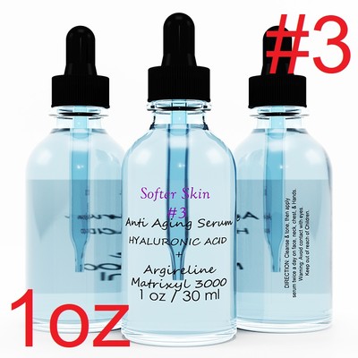 #3 1 OZ Argireline Matrixyl 3000 Peptide cream for face Hyaluronic Acid Serum