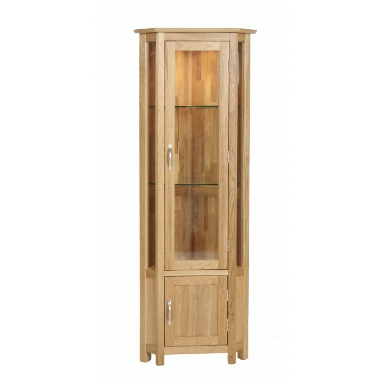 Norton Oak Furniture Contemporary Corner Display Cabinet Wooden 3