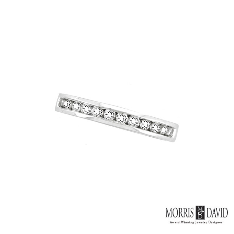 Pre-owned Morris 0.33 Ct Diamond Channel Set Stack Ring Si 14k White Gold 3 Mm 3 Gram 12 Stones