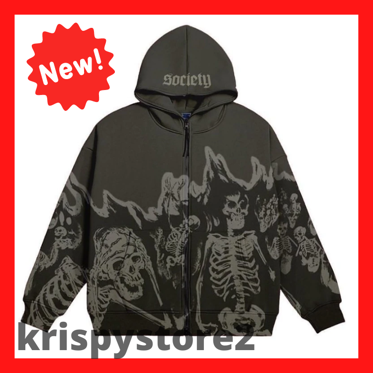Men Streetwear Vintage Skull Hoodie Zip Up Hoodies Grunge Oversized Men Streetwear Vintage Skull Hoodie Zip Up Hoodies Grunge Oversized