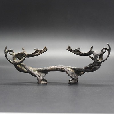 Antique Miscellaneous Study Four Treasures Calligraphy Double Dragon Pen Holder