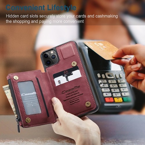 Rswsp Leather Wallet Card Case Magnet Flip Zip Cover For iPhone 13/Pro/Pro Max