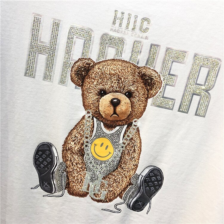 【AMBLER】 Hysteria bear embroidered short-sleeved T-shirt 1711476039194990908.jpg?
